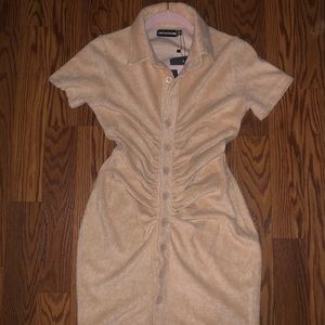 Beige bodycon toweling dress